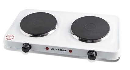 Anafe Eléctrico Doble Potencia 2000W.T° Regulable Por Termostato Para Tibio O Hervir. H-004