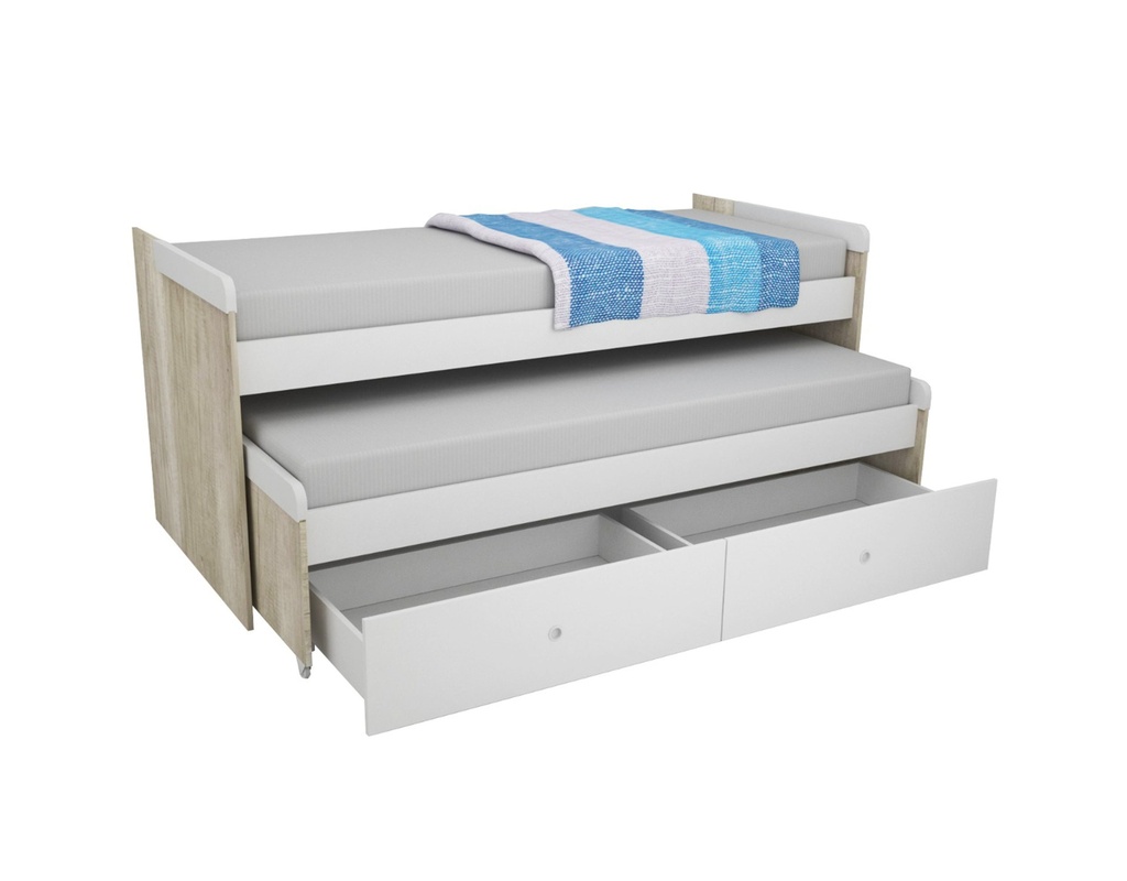 Cama Nido Corsa Doble Con 2 Cajones Helsinki Blanco