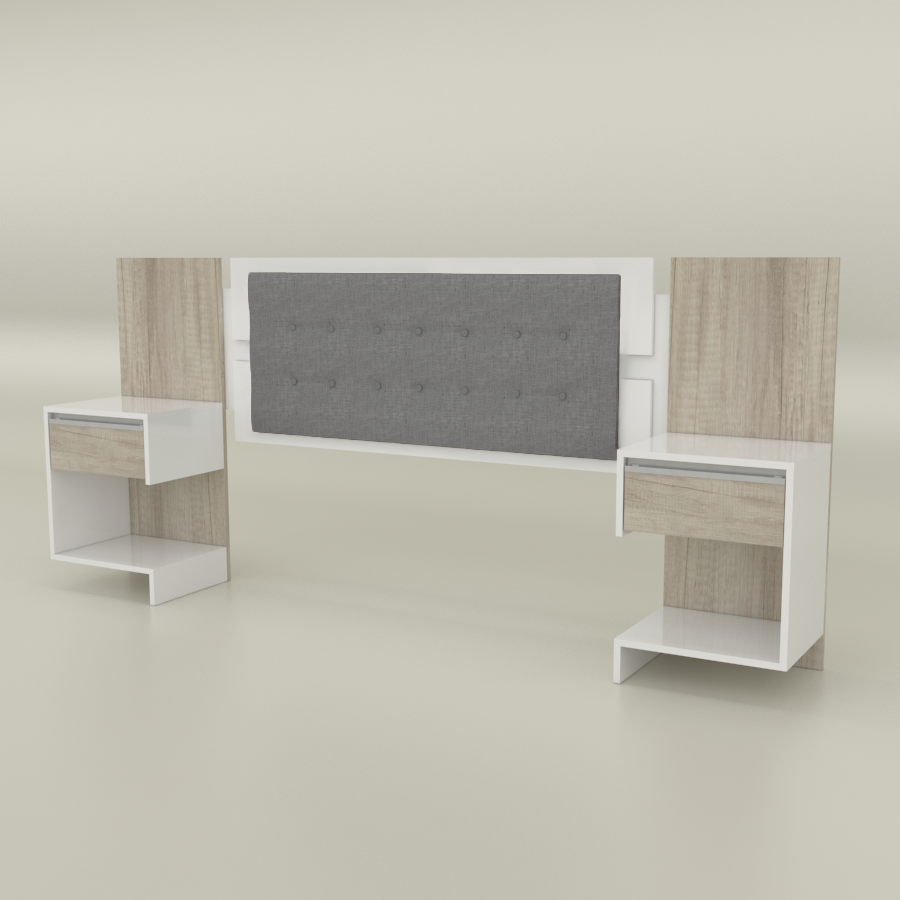 Respaldo Flex 140-160 Blanco /Hels Chenille Gris