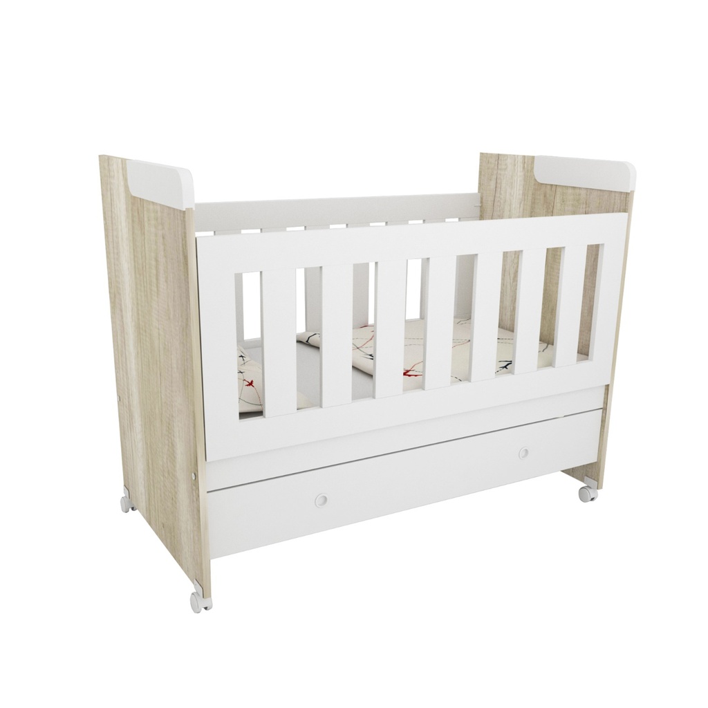 Cuna Con Ruedas Y Cajon 128 X 68 X 90 Cm Helsinki/Blanco