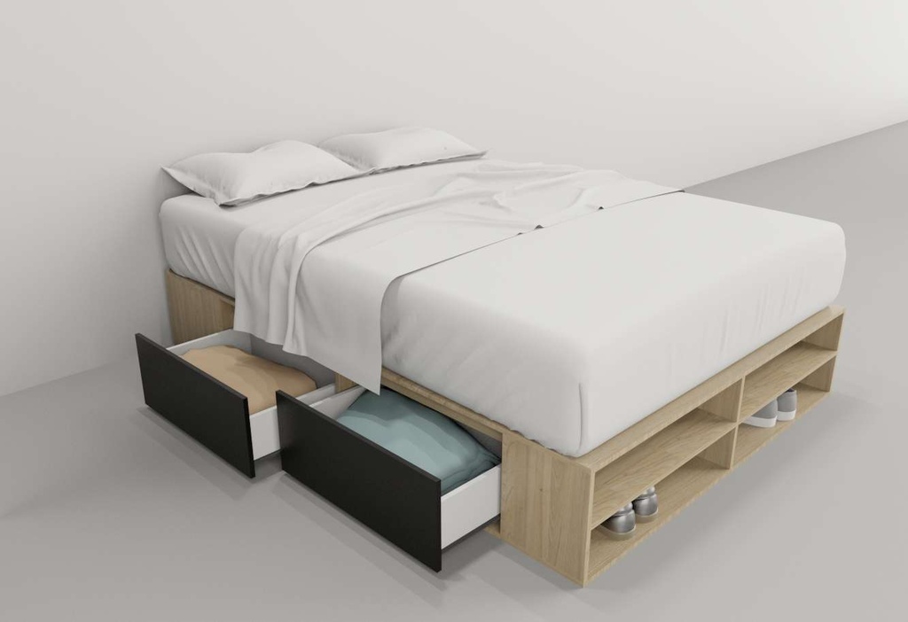 Box 1,40M 4 Cajones/Estantes Olmo F/Negro