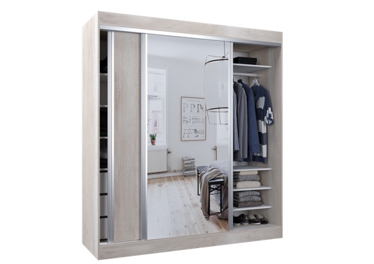 Vestidor 2 Puertas 1 Puerta Con Espejo 180X200 Helsinki