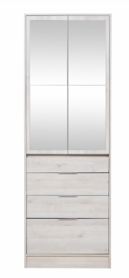 Placard Murano 0.70M Abatible 2P 4C c/espejo pino aland blanco