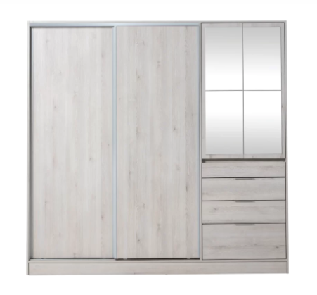 Placard Murano Mix 2.07m 4P 4C c/espejo pino aland blanco