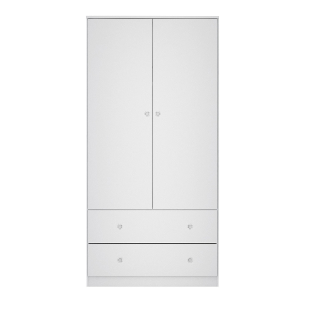 Ropero Placard 2 puertas y 2 cajones 180 x 90 x 44 Blanco