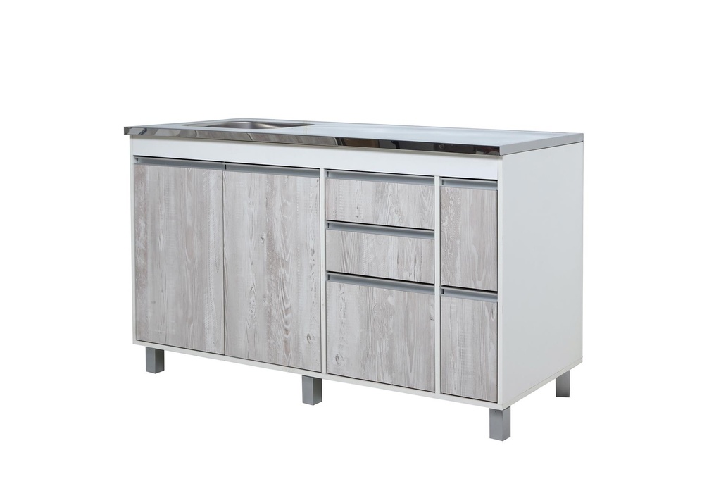 Bajo mesada Sorrento 1.4 - 2 Puertas - 5Cajones Cascina-Gris