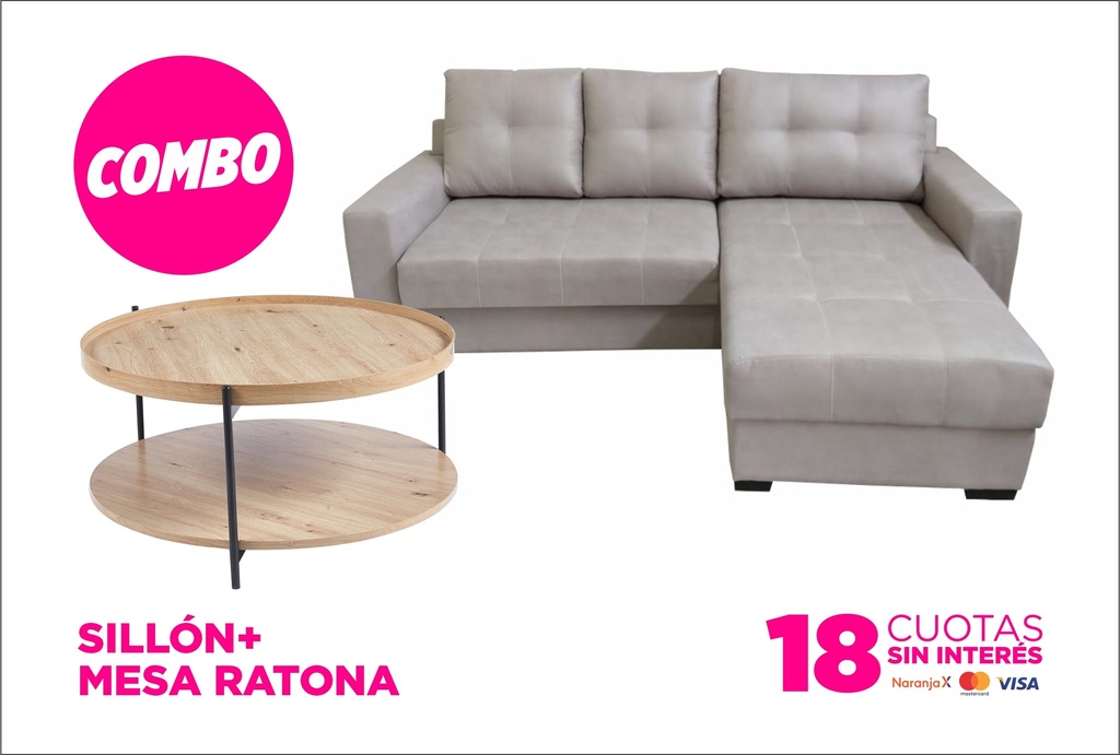 Combo living sillon Donato + mesa ratona