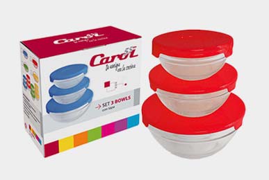 "D"- Bowl Vidrio C/T.Plast.Herm., Setx3,