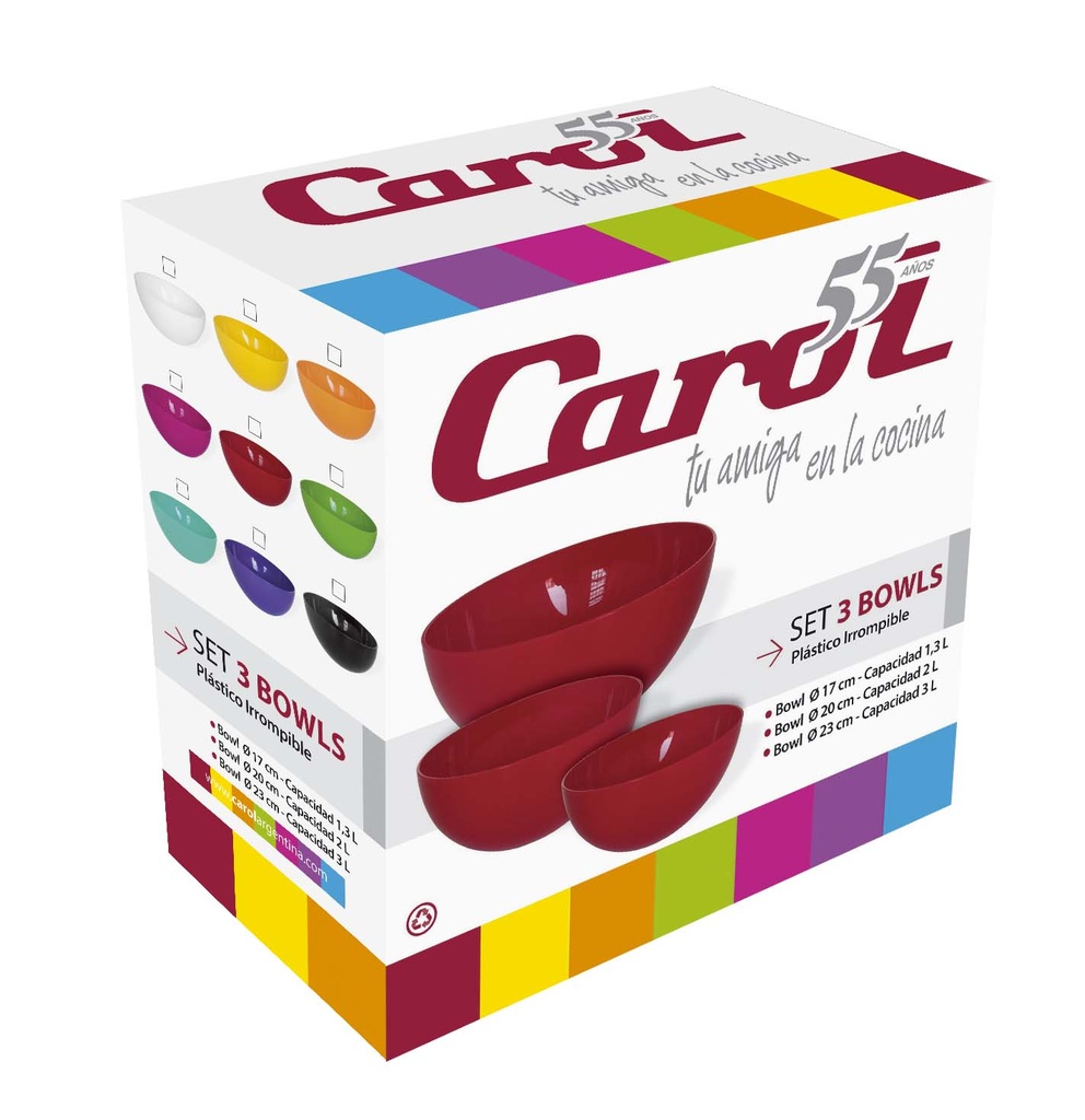 Set  3 Bowls Ø 17-20-23 Cm.Caja Regalo