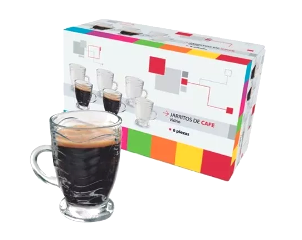 Jarrito Vidrio Café, Pack X 6