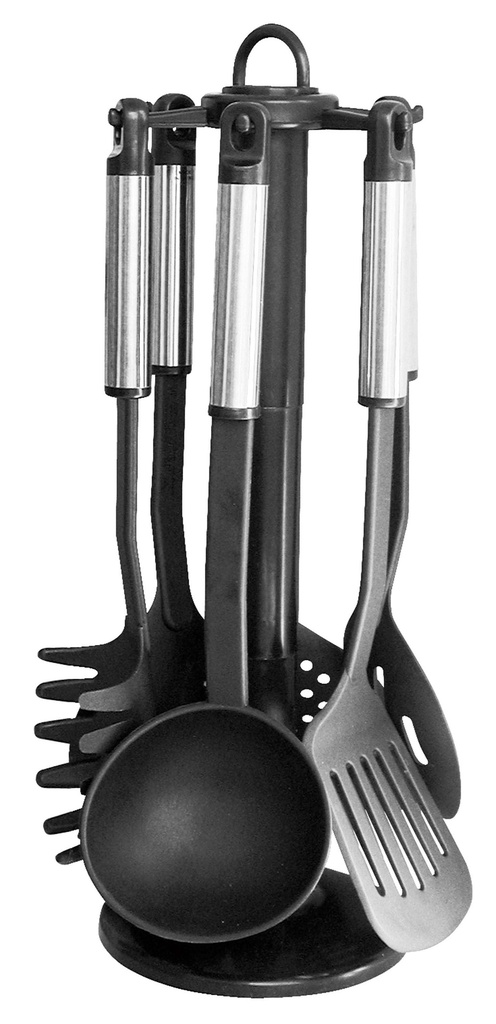 Utensilios Nylon Mango Acero, Set