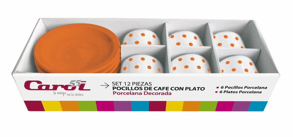 Set 12 Pzas  6 Pocillos Café +Plato C/Rega