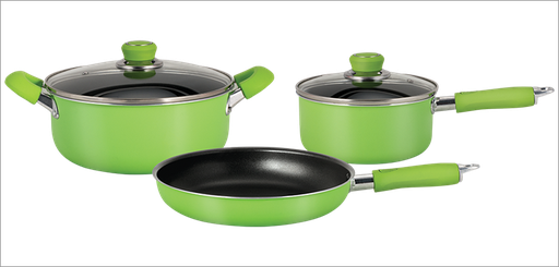 [7506178502627] Bateria De Aluminio  Hudson-Set Ollas/Cacerolas Y Sarten 5 Pzs - Color Verde