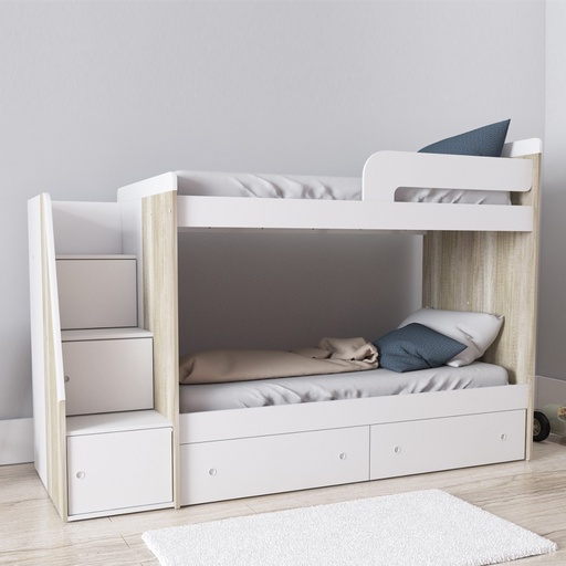 [1705-8HELBLA] Cama Cucheta 90 Cm Con Carrocama 90X250 Cm