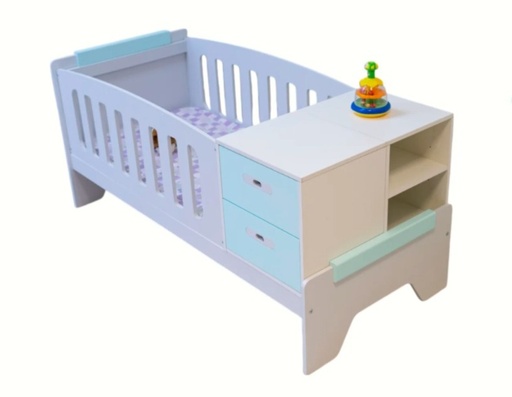 [100001251] Cuna Funcional Gio 1.99X0.90  Bco/Verde Aqua