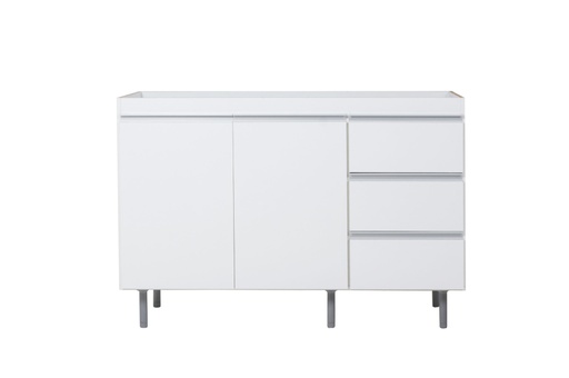 [31604486] Bajo Mesada Arco 1.20 C/ 2pts 3caj. blanco aluminio