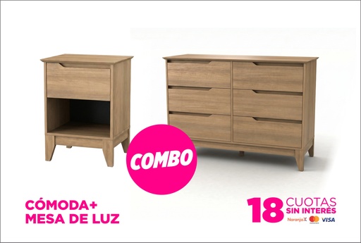 [33754] Combo dormitorio comoda arna+ mesa de luz foss