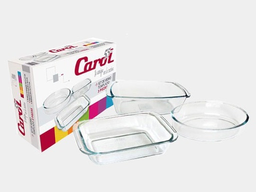 [7792281300032] Set De Vidrio Templado :Compuesto Por Budinera 24,Legumbrera 26 Asadera 34 En Caja De Regalo